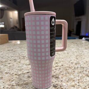 HydroJug Pink and White Checkered Tumbler